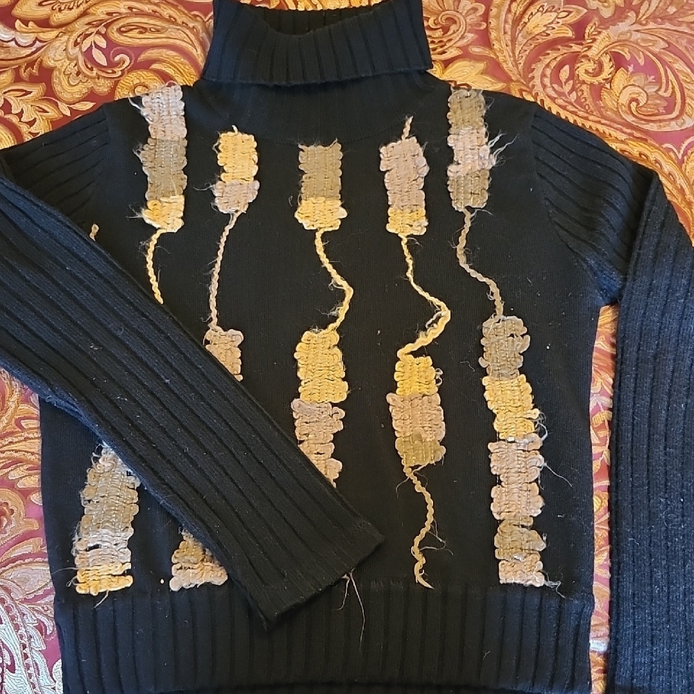 Black and Gold Turtleneck Sweater